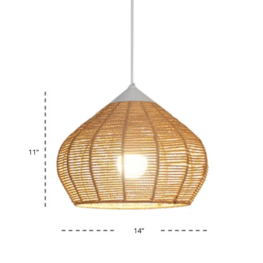 Waterdrop Pendant Light with Minimalist Design and Hemp Rope - Ideal for Bedside Lighting