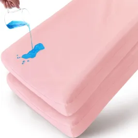 Waterproof Changing Pad Cover - 2 Pack, Ultra-Soft Microfiber, Smooth & Breathable, Pink