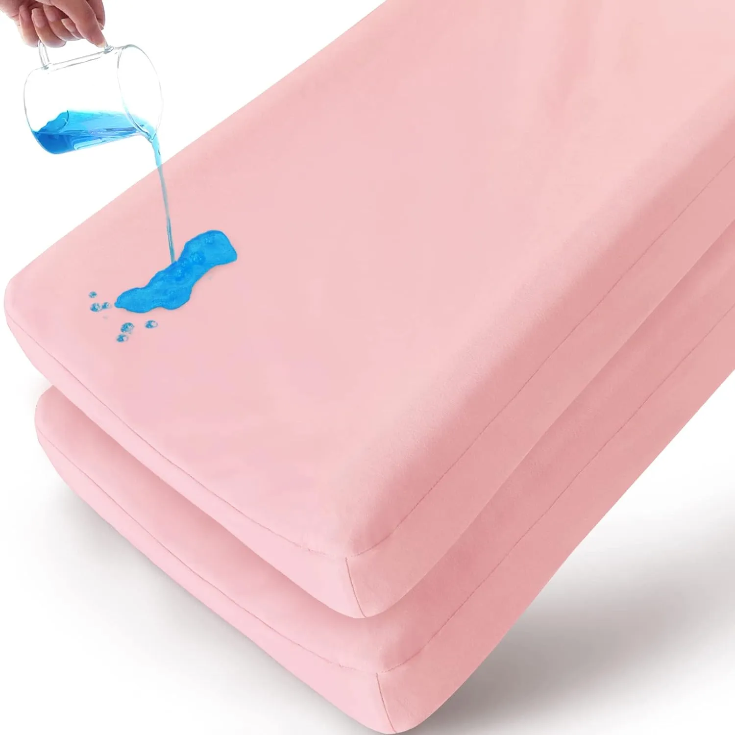 Waterproof Changing Pad Cover - 2 Pack, Ultra-Soft Microfiber, Smooth & Breathable, Pink