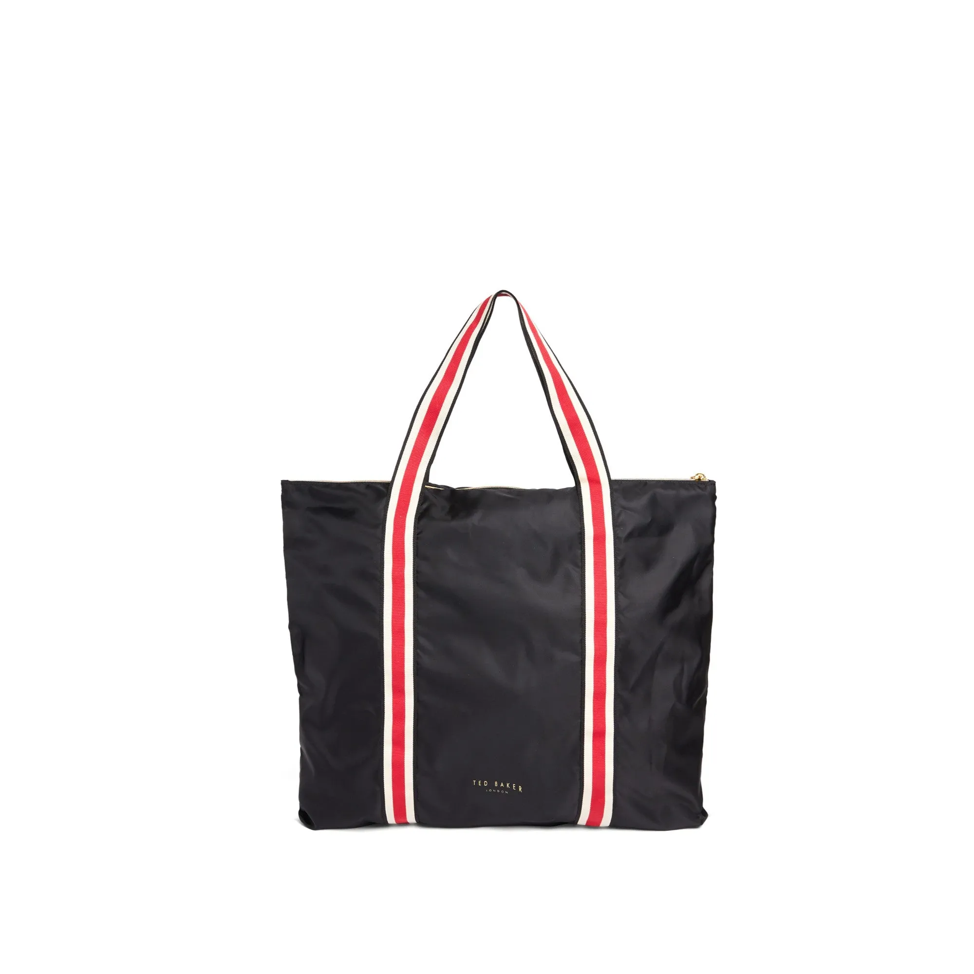 Women Sedonah-Branded Webbing Nylon Foldaway Shopper - Black