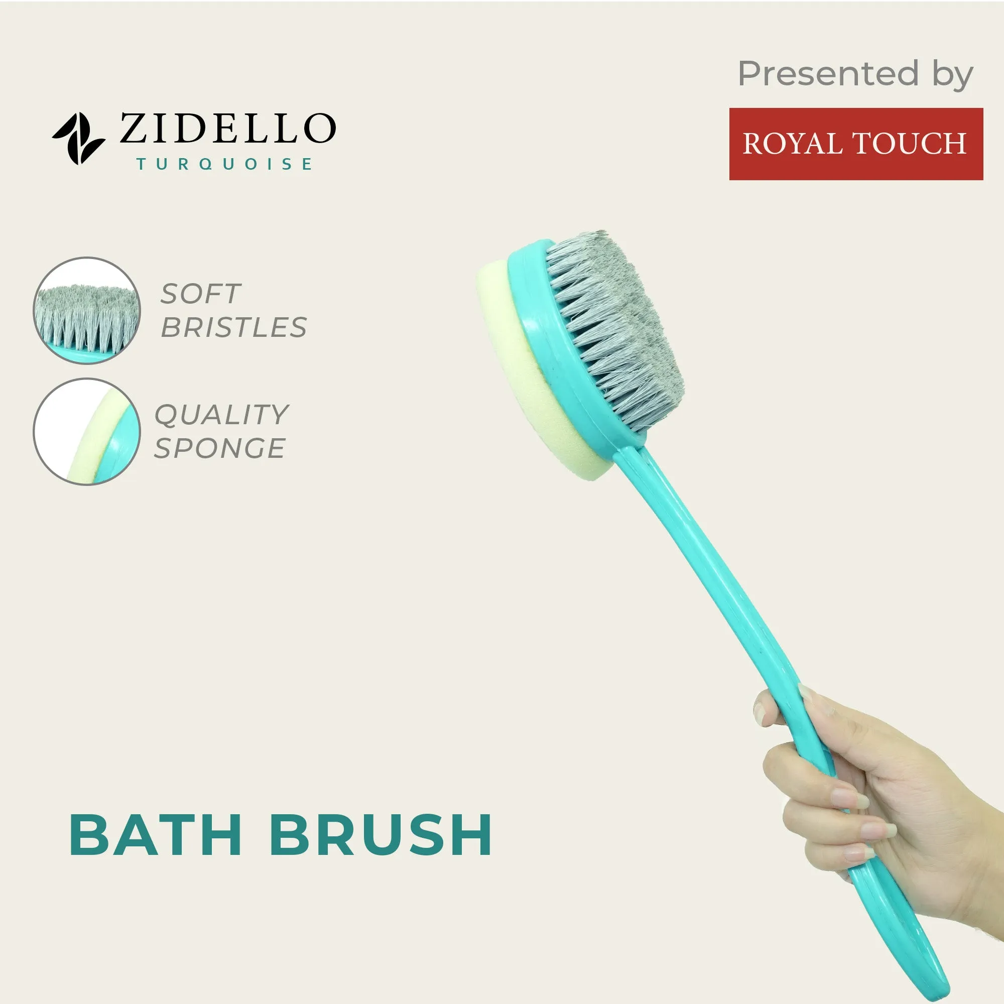 Zidello Bath Brush with Sponge - Effective Cleaning